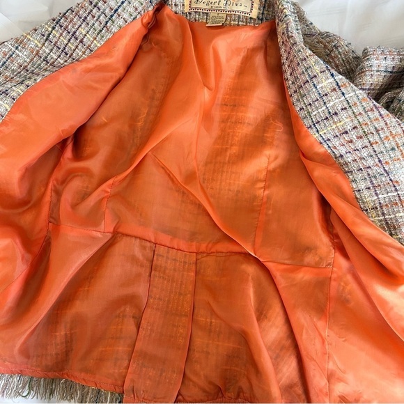 Desert Diva  By Sherry Holt Pastel Tweed Blazer with Fringe Trim Size S Academia - Picture 10 of 12